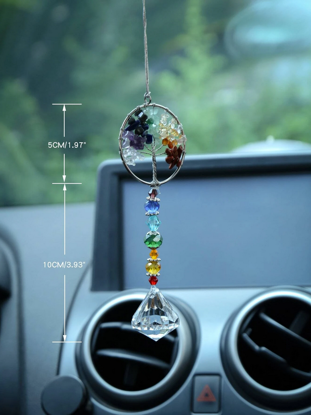 Wall / Window Hanging Multi-Colored Chakra Tree Prism