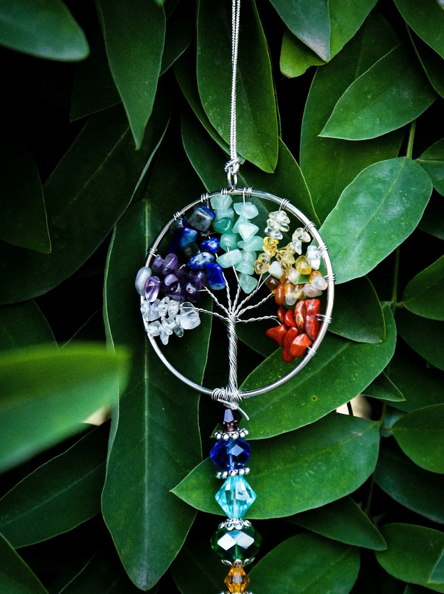 Wall / Window Hanging Multi-Colored Chakra Tree Prism