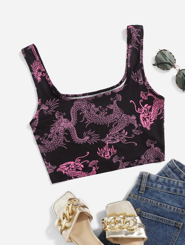 Chinese Dragon Crop Tee / Tank