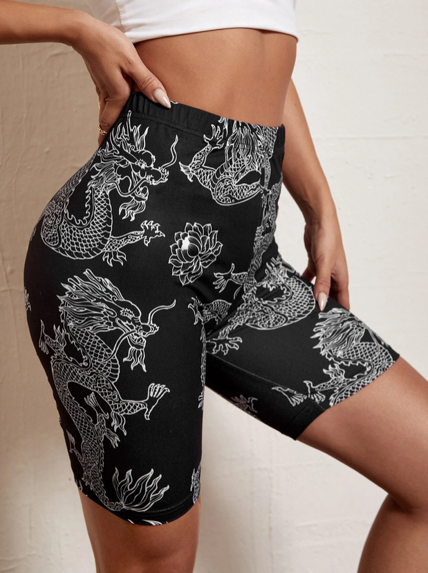 Chinese Dragon Biker Shorts