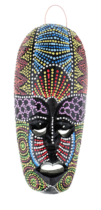 African Totem Mask - Wood Carved - Hand Painted 8"