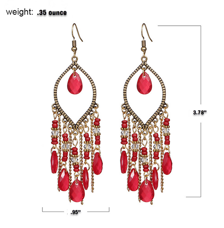 Bohemian Antique Long Water Drop Tassel Earrings