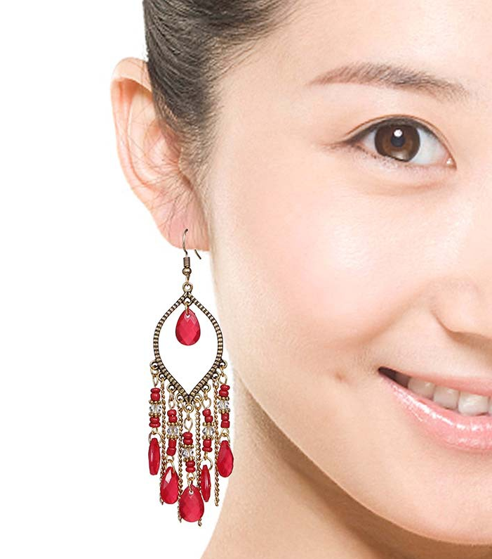 Bohemian Antique Long Water Drop Tassel Earrings