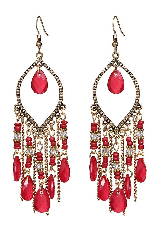 Bohemian Antique Long Water Drop Tassel Earrings