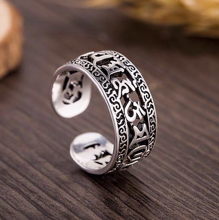 Sanskrit Six-Character Mantra Ring His or Hers