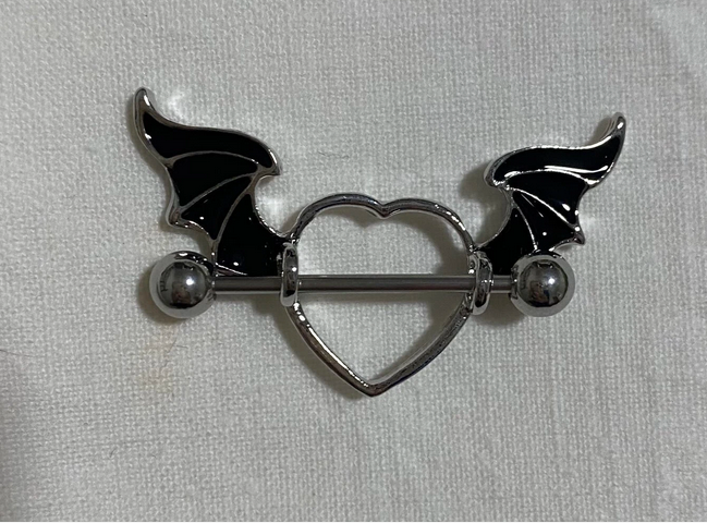 Bad Angel Wings Heart Nipple Ring