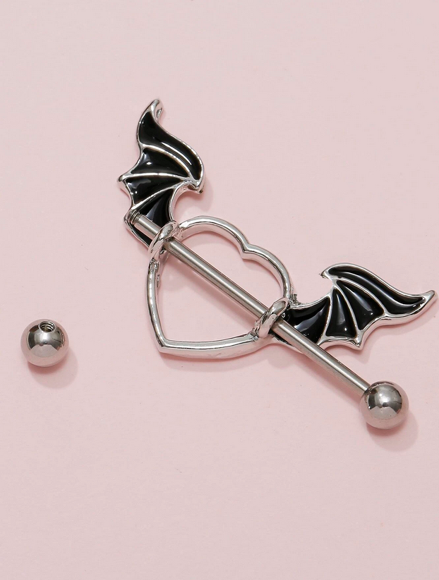 Bad Angel Wings Heart Nipple Ring