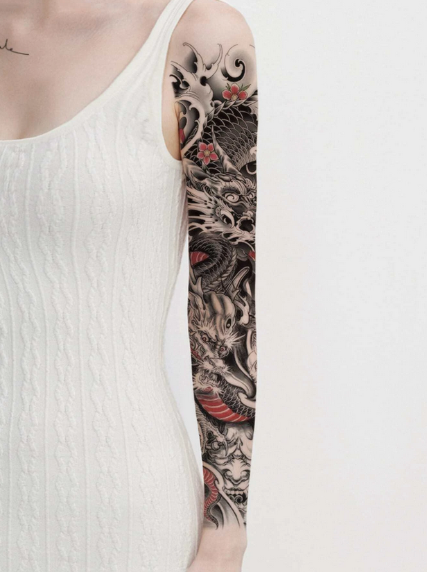 Chinese Dragon Full Arm, Leg or Back Henna Temporary Tattoo