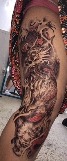 Chinese Dragon Full Arm, Leg or Back Henna Temporary Tattoo