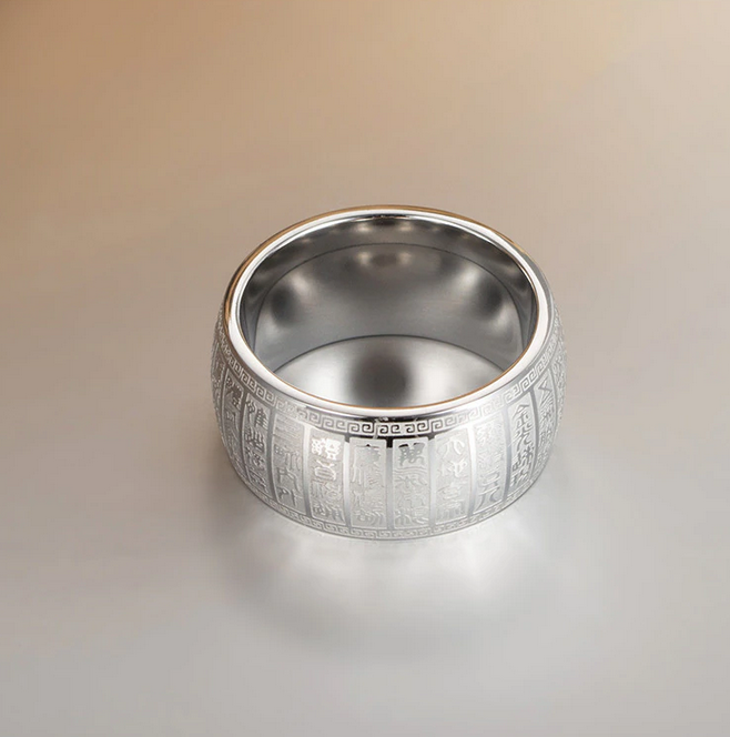 Powerful Carved Ancient Chinese Buddha Taoist Scripture Ring