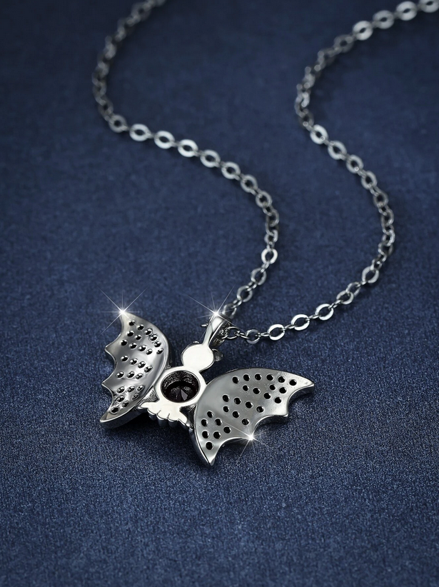 Vampire Bat Rhinestone Necklace