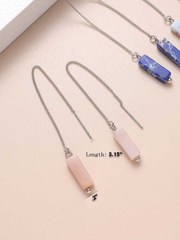 Natural Stone Threader Earrings Set of 3 Pairs