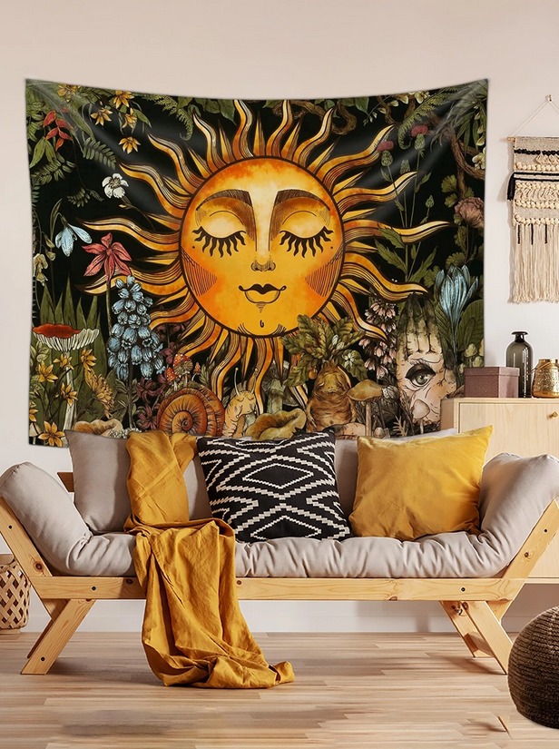 Wicca Themed Sun Wall Tapestry