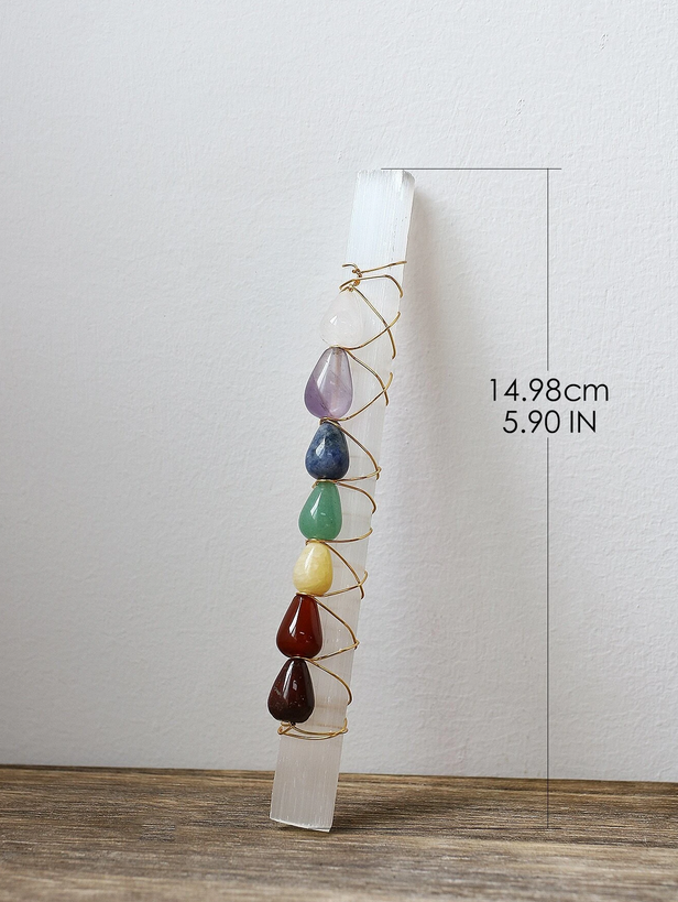 Selenite Chakra Rod W/ Natural Stones