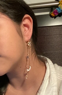 Rhinestone Star Moon Dangle Earrings
