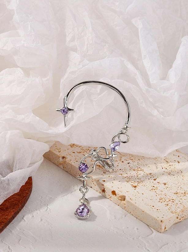 Pink / Purple Rhinestone Left Ear Wrap