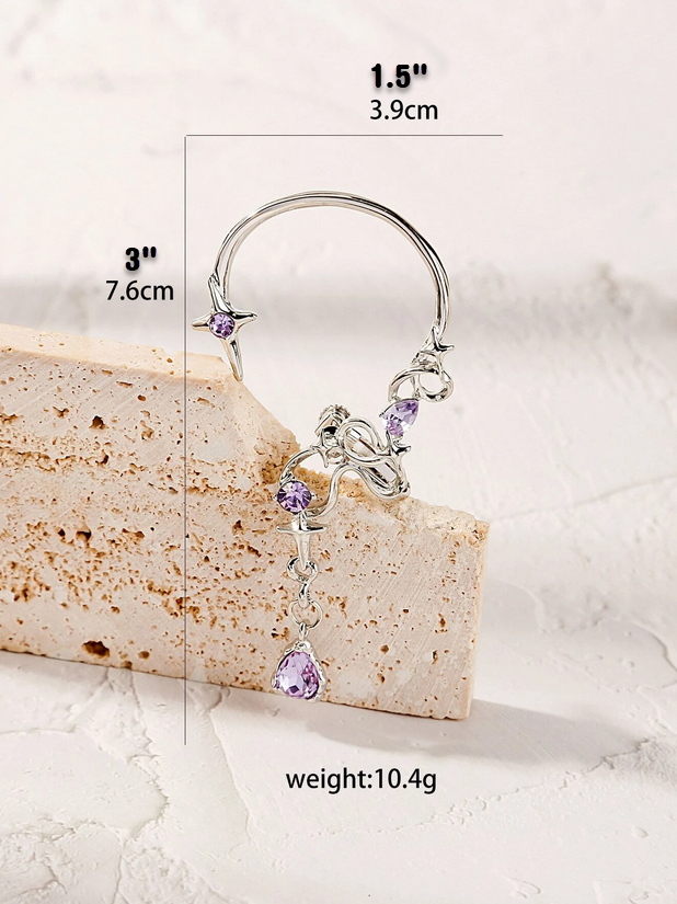 Pink / Purple Rhinestone Left Ear Wrap