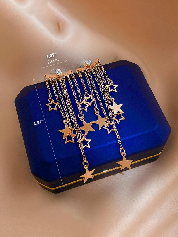Star Tassel Rhinestone Earrings