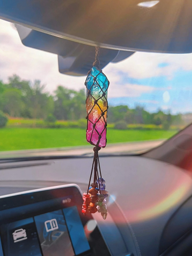 Rainbow Stone Hanging Decor W/ Natural Stones