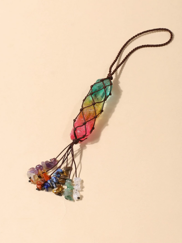 Rainbow Stone Hanging Decor W/ Natural Stones