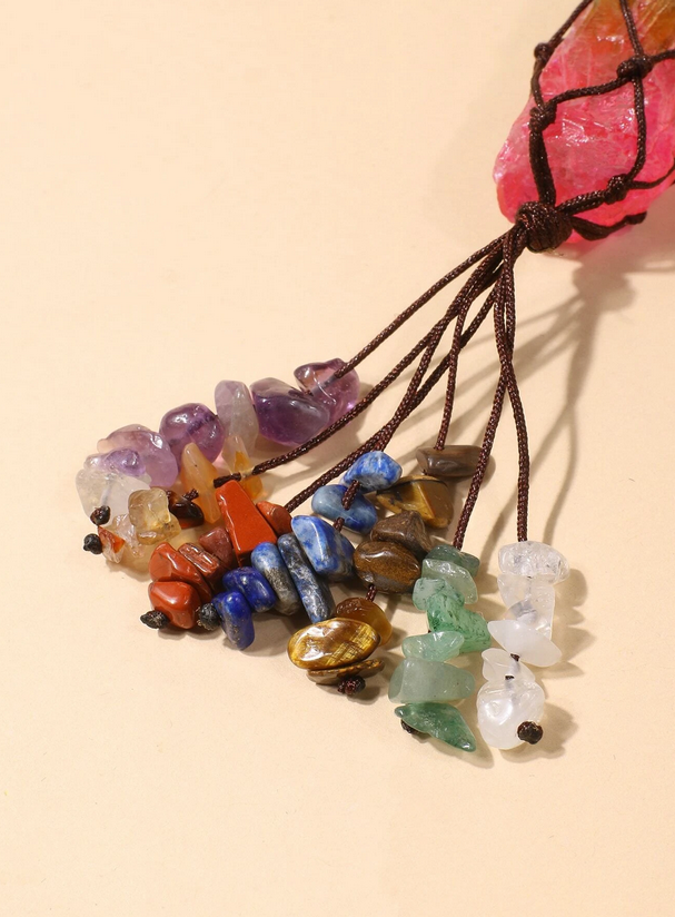 Rainbow Stone Hanging Decor W/ Natural Stones