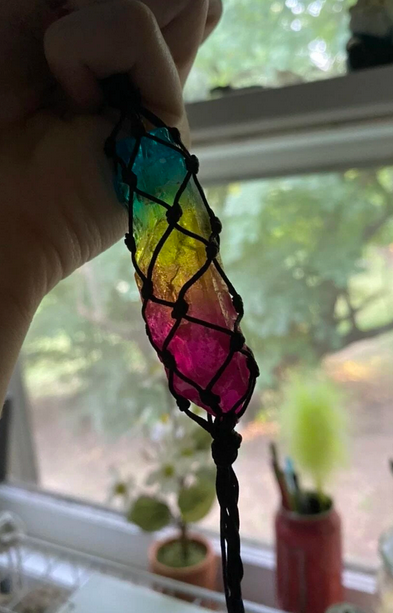 Rainbow Stone Hanging Decor W/ Natural Stones