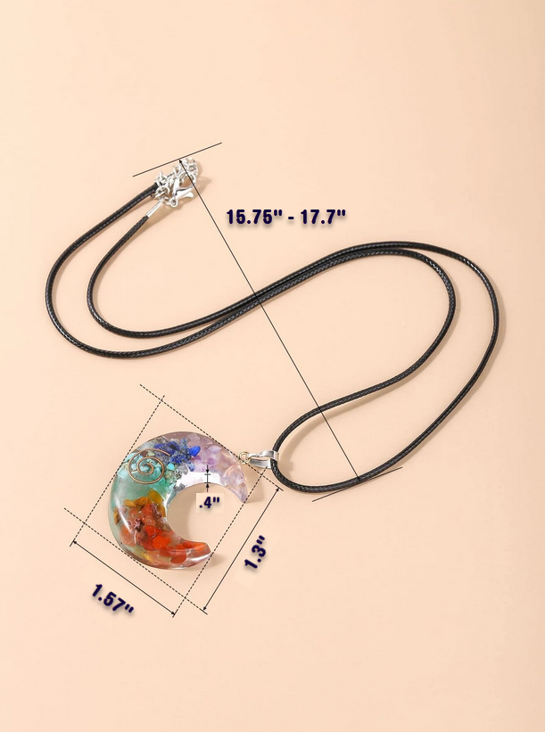 Moon Reiki / Chakra Natural Stone Copper Resin Necklace
