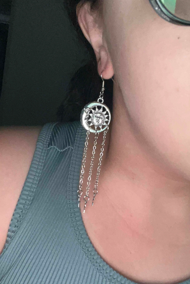 Witchy Goth Sun, Moon and Dangle Stars Earrings