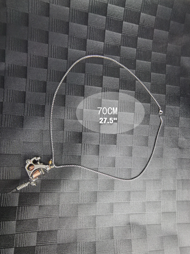 Tattoo Gun Long Chain Necklace