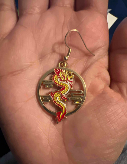 Red Chinese Dragon Earrings