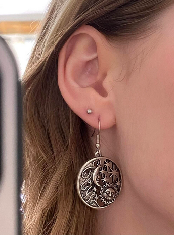 Celestial Star Sun Moon Dangle Earrings