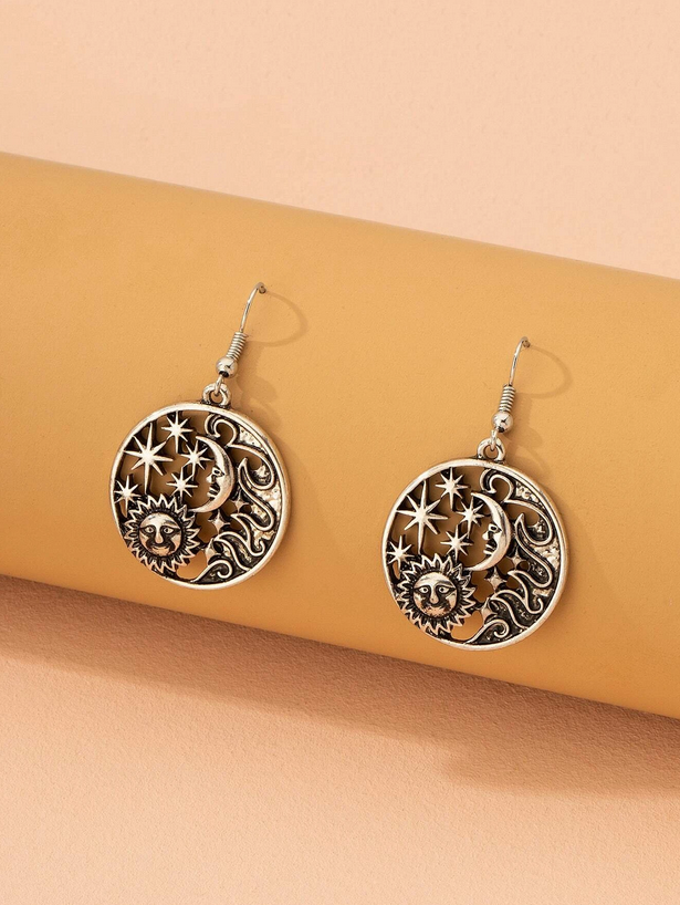 Celestial Star Sun Moon Dangle Earrings