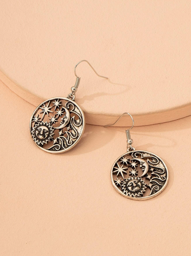 Celestial Star Sun Moon Dangle Earrings