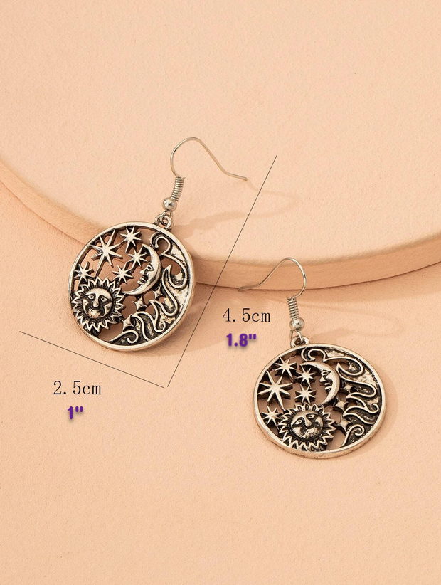 Celestial Star Sun Moon Dangle Earrings