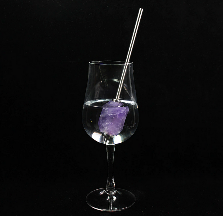 Eco-friendly Reusable Natural Crystal Stainless Steel Drink Straw With Brush (3 Styles)