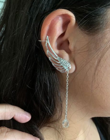 Angel Wing Rhinestone Drop Earrings