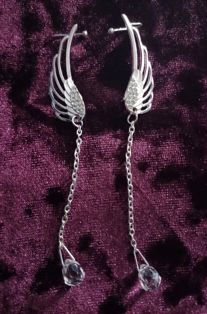 Angel Wing Rhinestone Drop Earrings