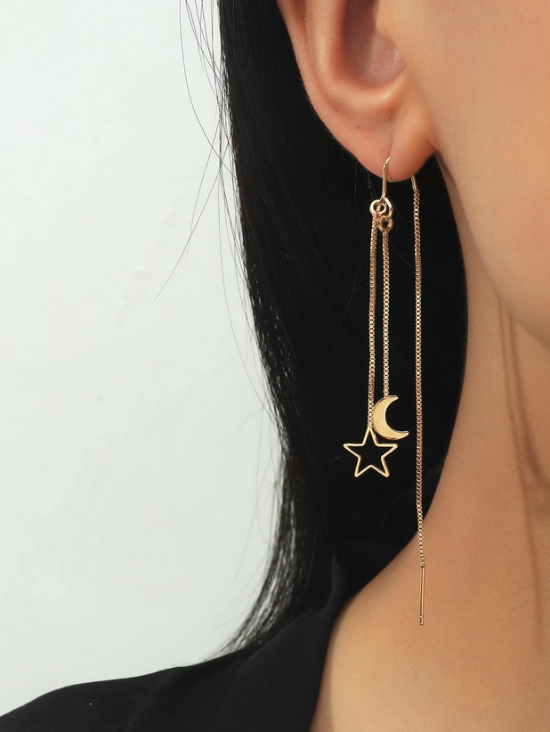 Star and Moon Threader Earrings