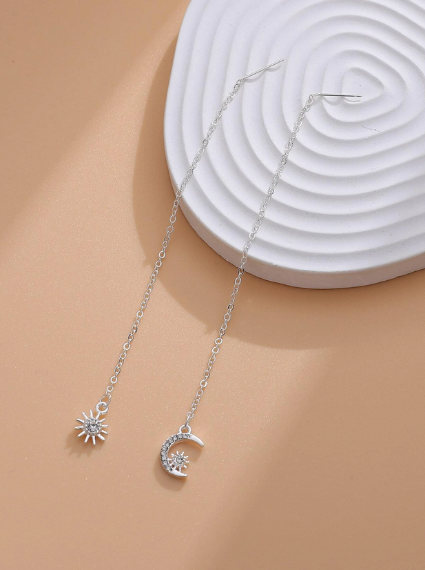Separate Star and Moon Threader Earrings