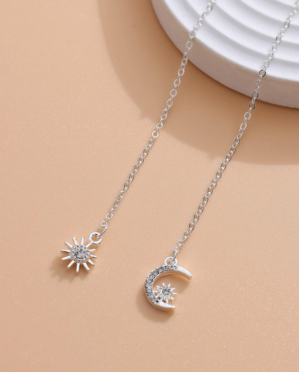Separate Star and Moon Threader Earrings