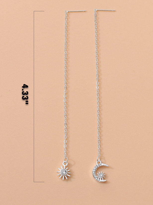 Separate Star and Moon Threader Earrings