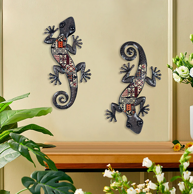 12" Metal Wall Gecko (set of two)