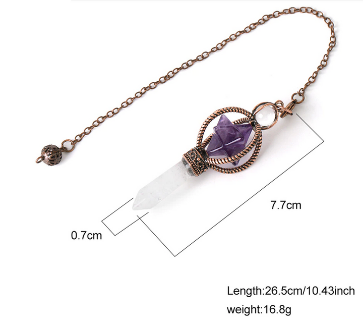 Natural Clear Quartz and Amethyst Divination Pendulum