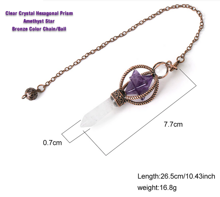 Natural Clear Quartz and Amethyst Divination Pendulum