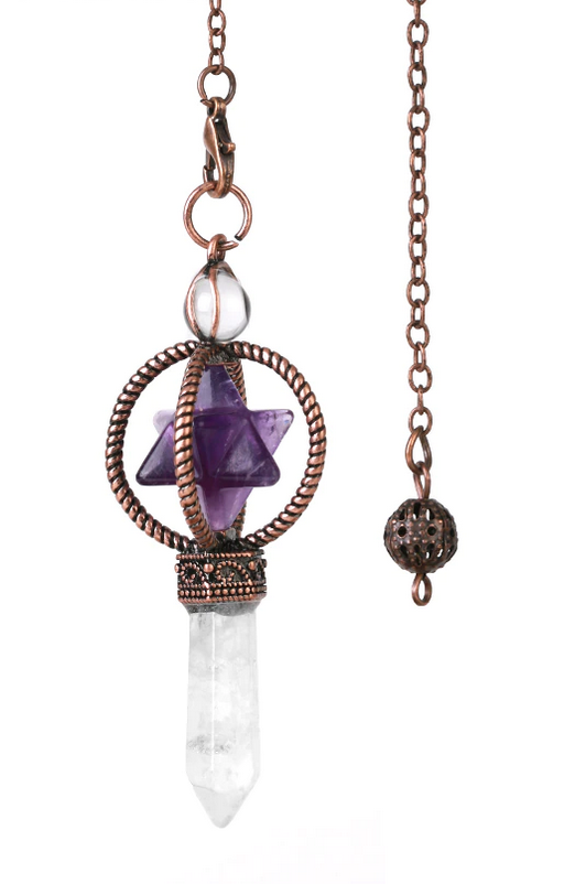 Natural Clear Quartz and Amethyst Divination Pendulum