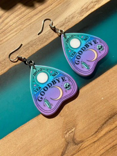 Ouija Planchette Acrylic Dangle Earrings