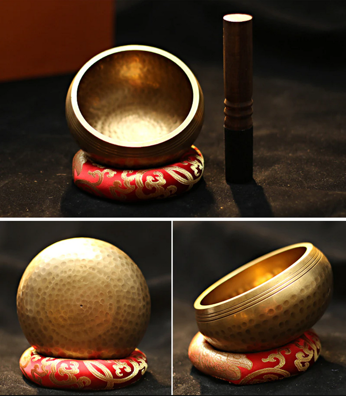 Handmade Brass Tibetan Sound Bowl Set (Chanting Singing Bowl)