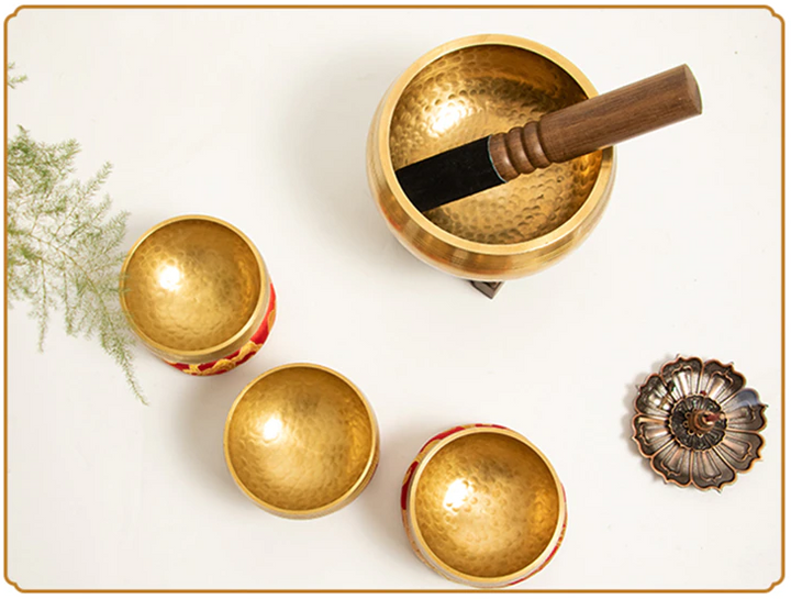 Handmade Brass Tibetan Sound Bowl Set (Chanting Singing Bowl)