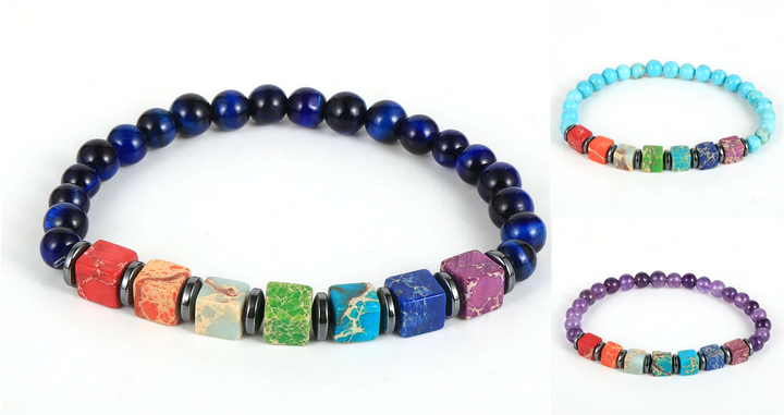 Reiki / Yoga Natural Stone 7 Chakra Bracelet (3 Styles)