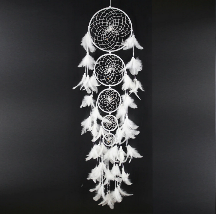 42" White 5 Hoop Handmade Dreamcatcher
